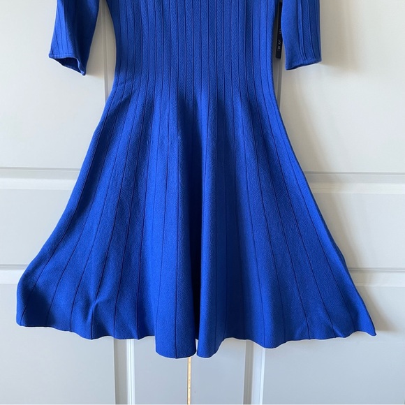 Nic+Zoe Ultra Marine Blue Knit Scoop Neck Fit and Flare Midi Dress Size Small - Picture 4 of 14